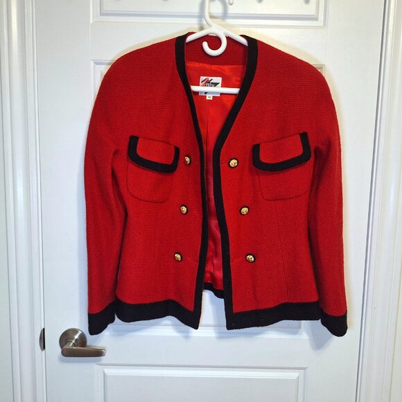 Vintage Biba Wool Suit Red Jacket and Skirt with Gold Buttons from early 1990s - Picture 15 of 16